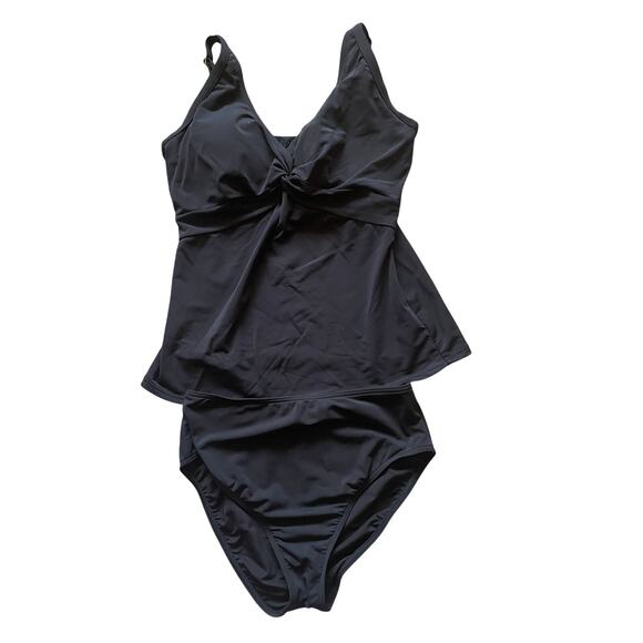 Sunsets Black Underwire Tankini Bra Top 36 D and Swim Brief Bottom Size Small - Picture 1 of 12